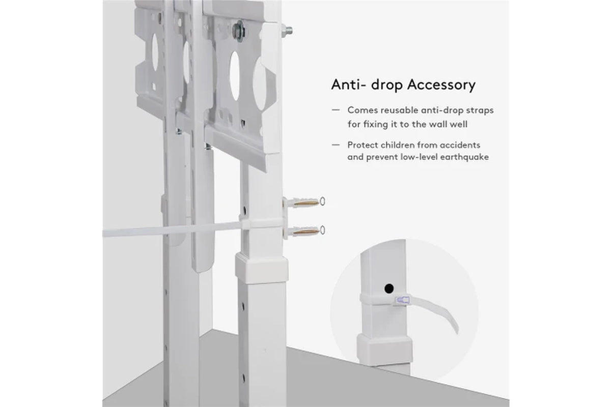 White Floor TV Stand Mount Height Adjustable Bracket TV Holder (For 32-65Inch TV)