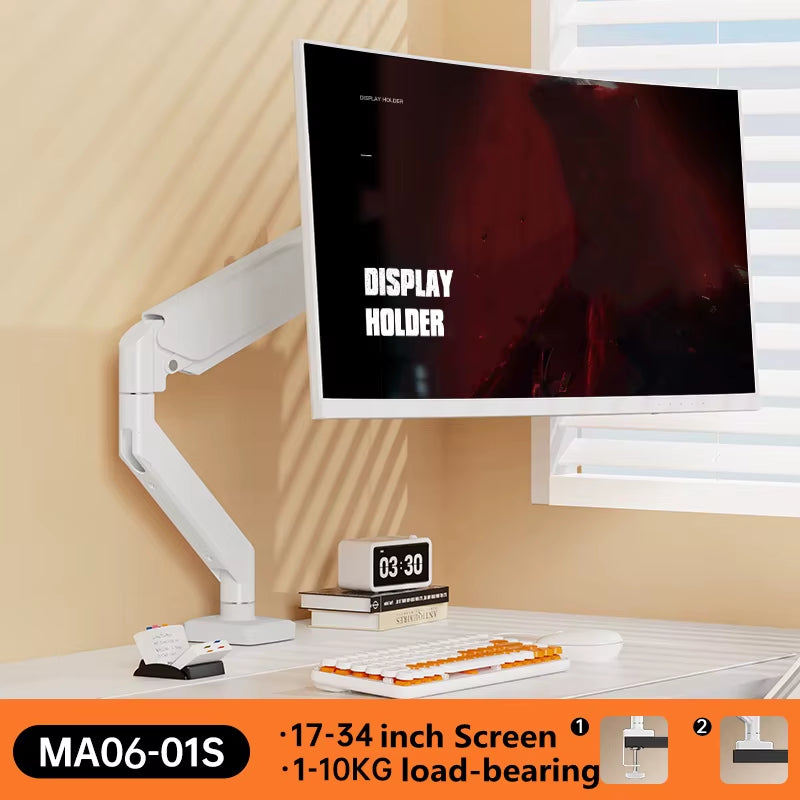 Single Monitor Mount Bracket for 14″–32″ Screens, Height Adjustable Monitor Arm with C-Clamp, Home Office Monitor Stand