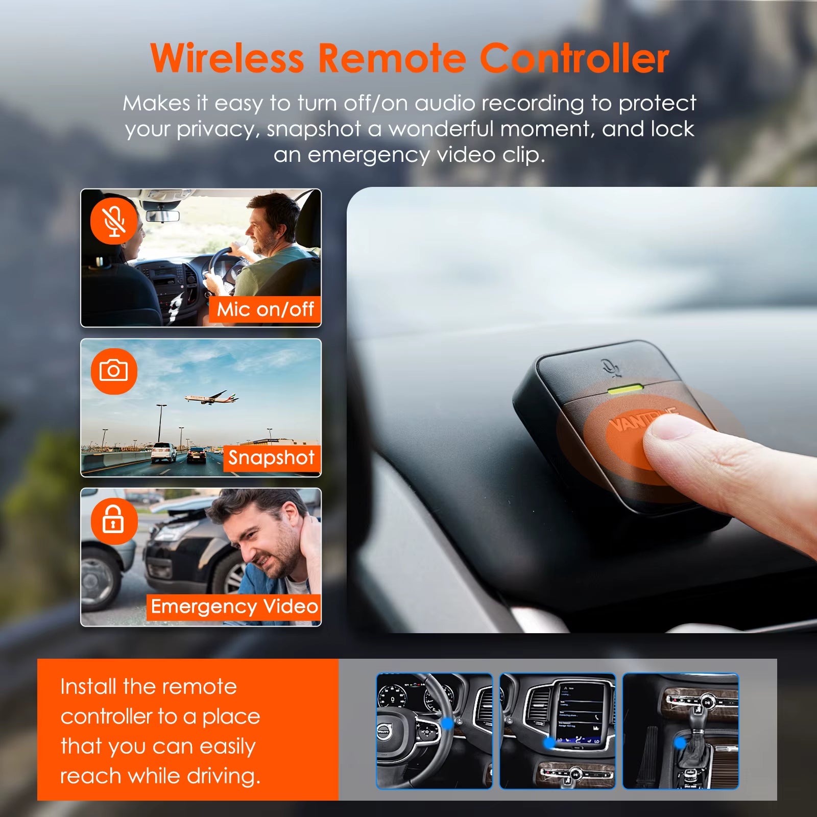 E2 Dashcam Front and Rear 2.7K + 2.7K Dual Dash Camera Voice Control Wifi GPS Night Vision 2.0 24H Parking Mode