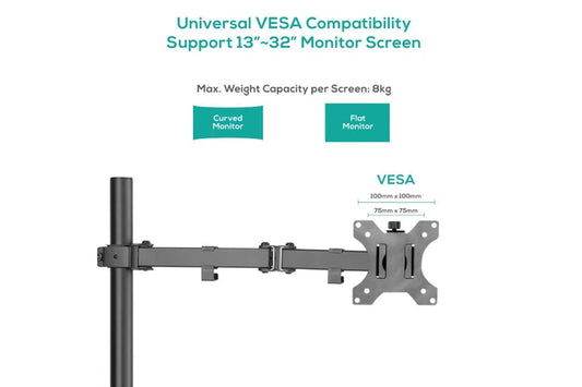 Activiva Ergolife Single Monitor Screen Double Joint Monitor Arm