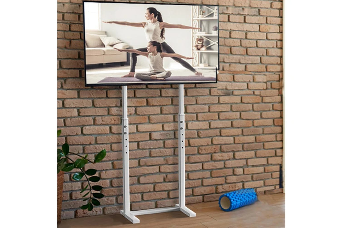 White Floor TV Stand Mount Height Adjustable Bracket TV Holder (For 32-65Inch TV)