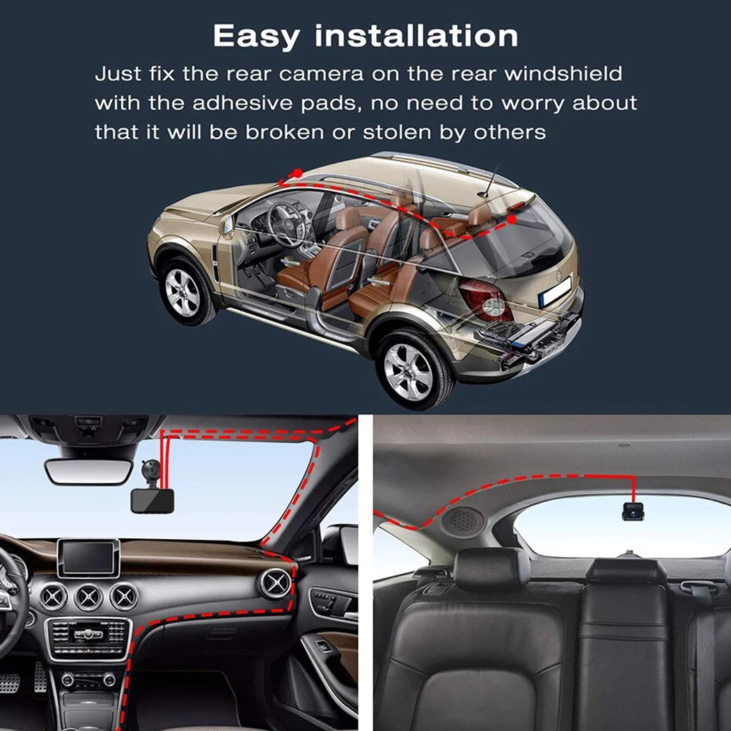 4K Dash Cam for Cars UHD 2160P+1080P Front and Rear Car Camera, 3" Display Dash Camera Parking Mode G-Sensor Support 256GB SD Card