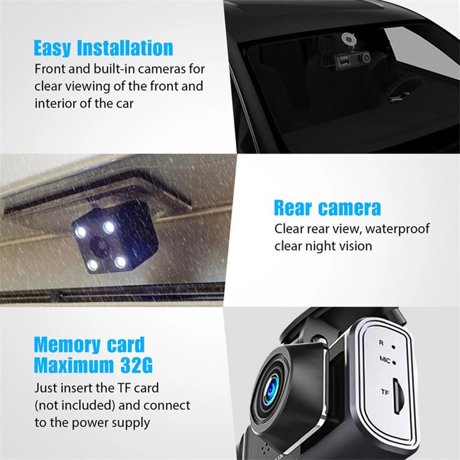 Dash Cam Front and Rear,1080P FHD DVR Car Driving Recorder 2.0Inch IPS Screen Dashboard Camera 170°Wide Angle,G-Sensor,Parking Monitor,Loop Recording