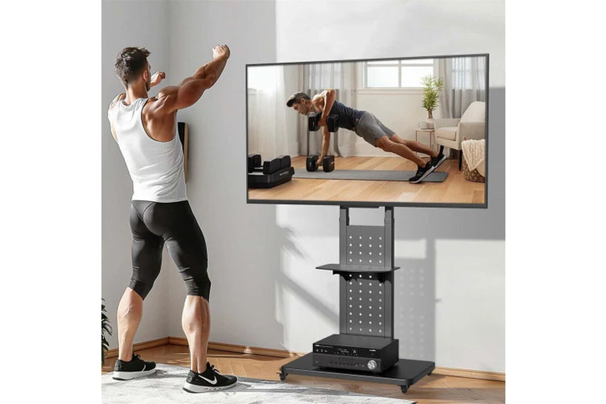 Fin Heavy Duty Mobile Floor Tv Stand for 32-65'' Tv Cart Rotating Vertical Tv Screen
