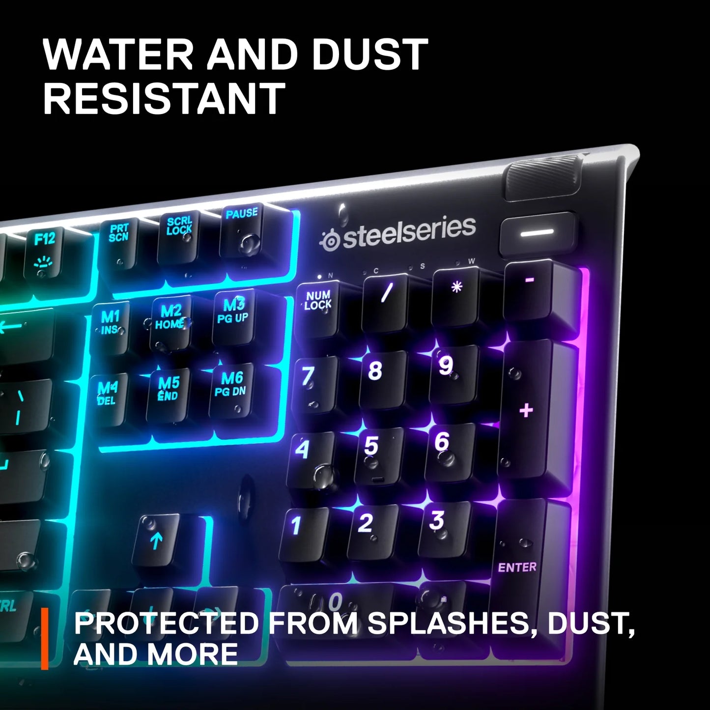 Apex 3 RGB Gaming Keyboard – 10-Zone RGB Illumination – IP32 Water Resistant – Premium Magnetic Wrist Rest (Whisper Quiet Gaming Switch)