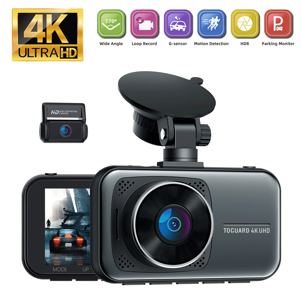 4K Dash Cam for Cars UHD 2160P+1080P Front and Rear Car Camera, 3" Display Dash Camera Parking Mode G-Sensor Support 256GB SD Card
